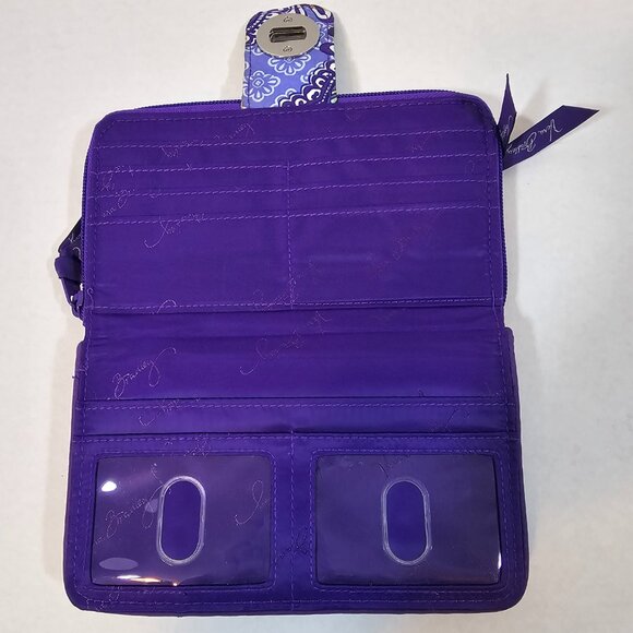 Vera Bradley, quilted, wallet, purple, pink and white with silver closure - Picture 3 of 6